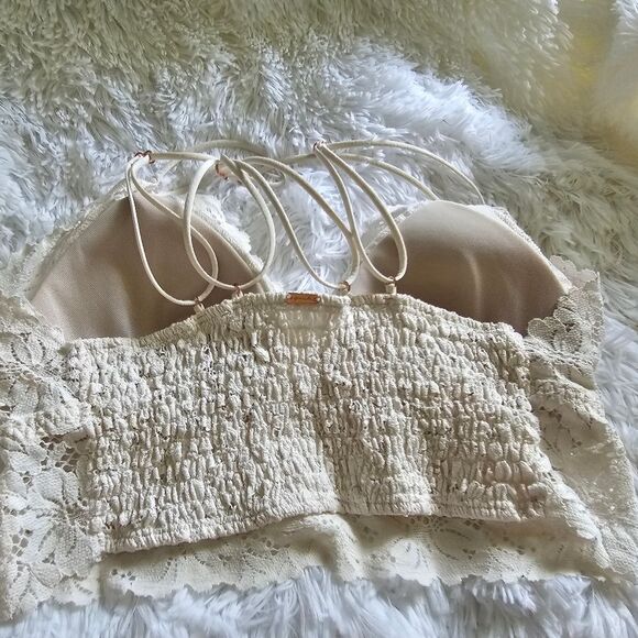 Pink by Victoria's Secret Ivory Crossback Bralette Size S/DD - Picture 3 of 6